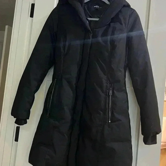 Kenneth Cole Womens Brushed Twill Hooded Black Coat Size XSmall B9315 - Picture 4 of 14